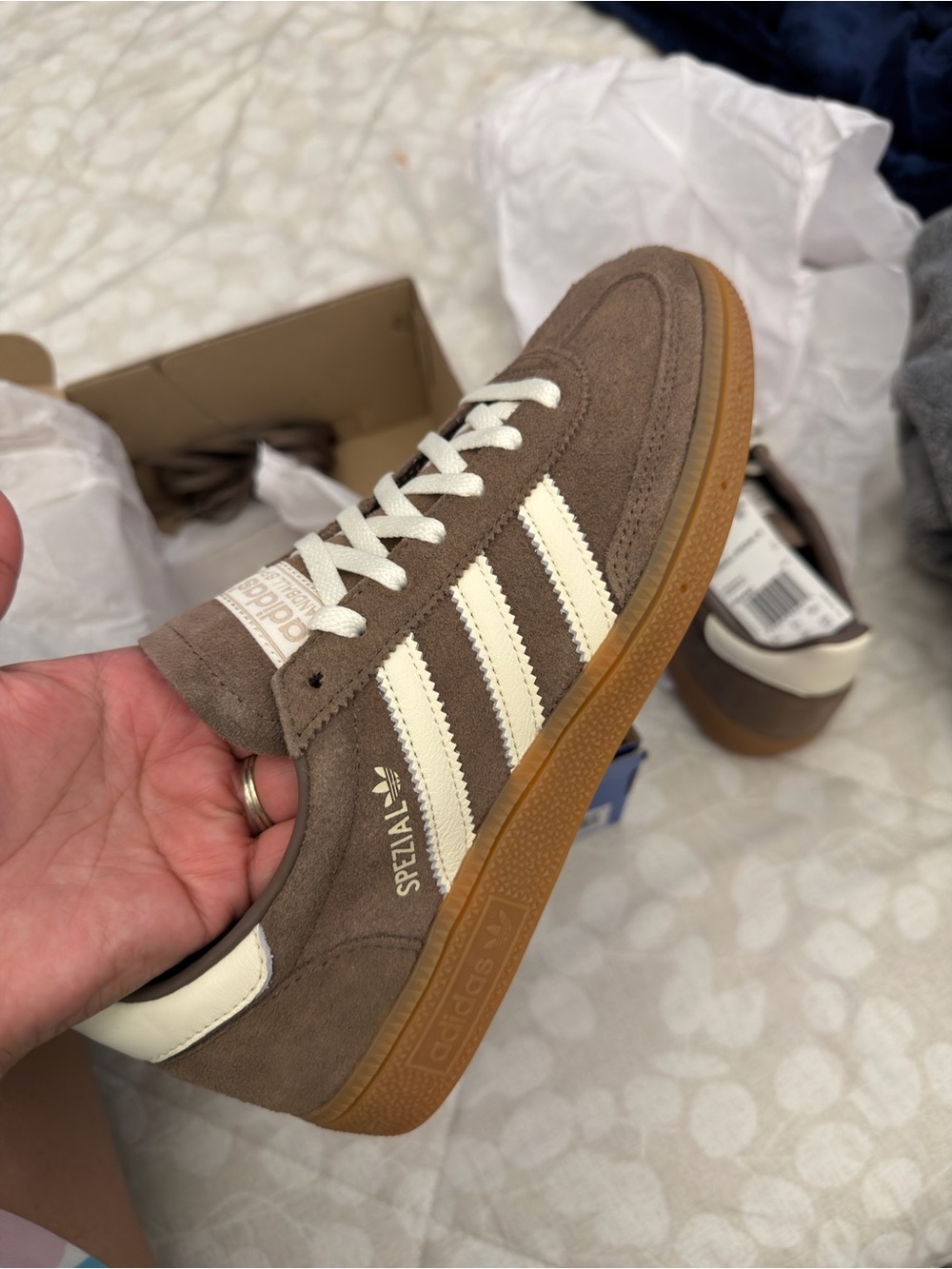 Adidas Handball Spezial Suede Sneakers Brown with Cream Stripes